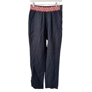 One Teaspoon Navy Linen Blend Embroidered Pants Small NWT